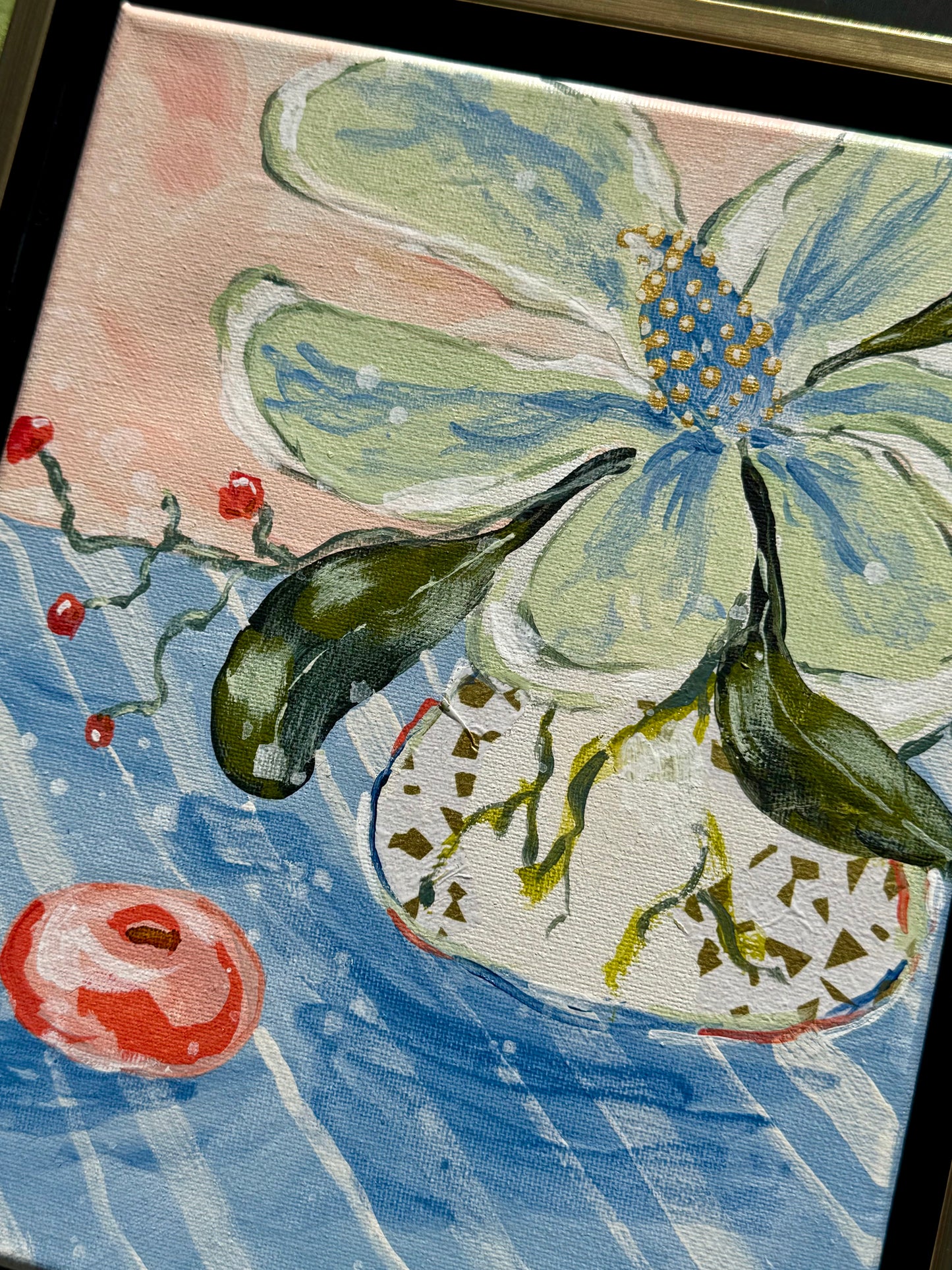 SOLD | Magnolia Whispers No. 3 - 8"x10" Framed Original Acrylic Artwork on Canvas | Free Shipping