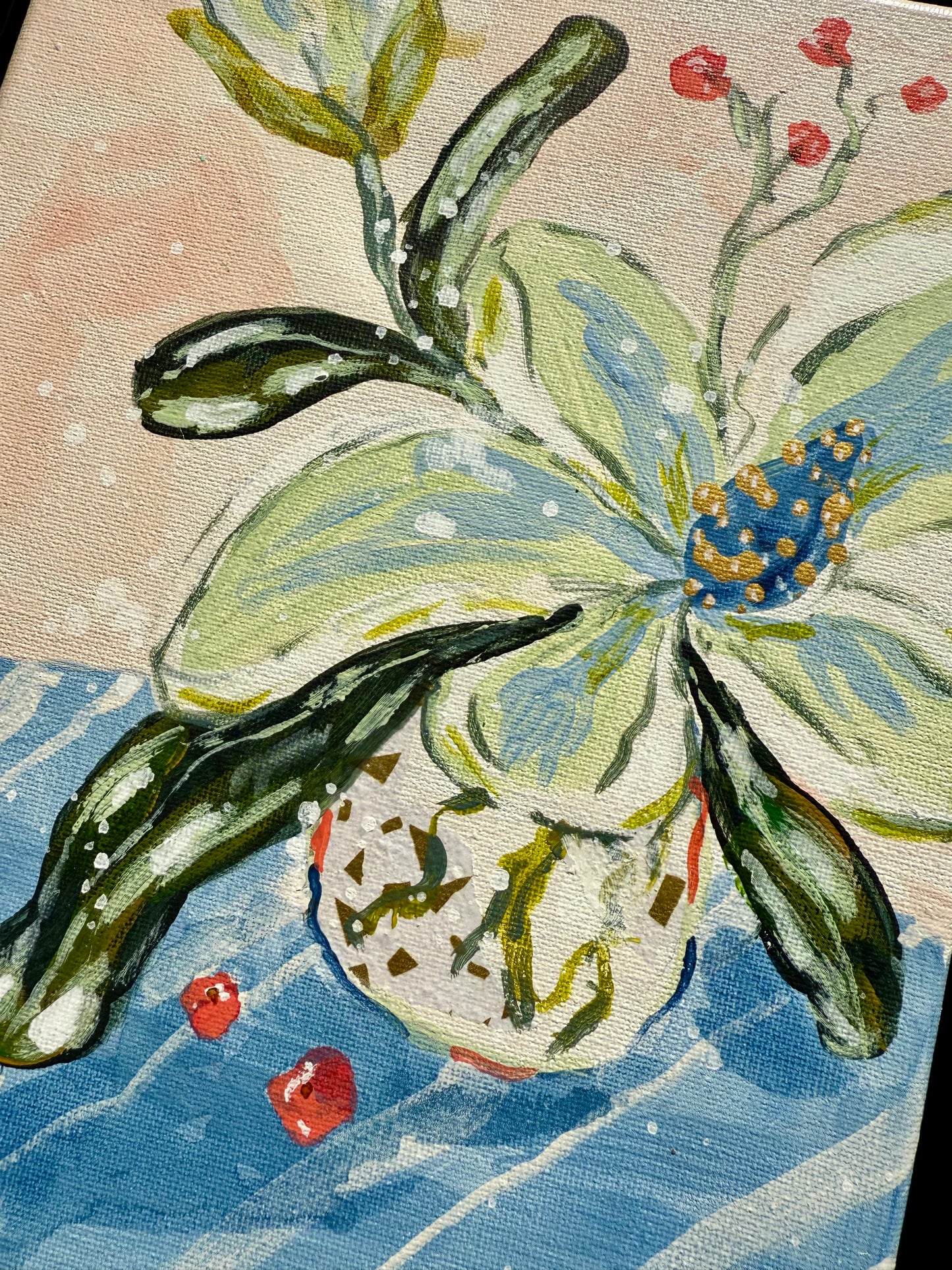 Magnolia Whispers No. 2 - 8"x10" Framed Original Acrylic Artwork on Canvas | Free Shipping