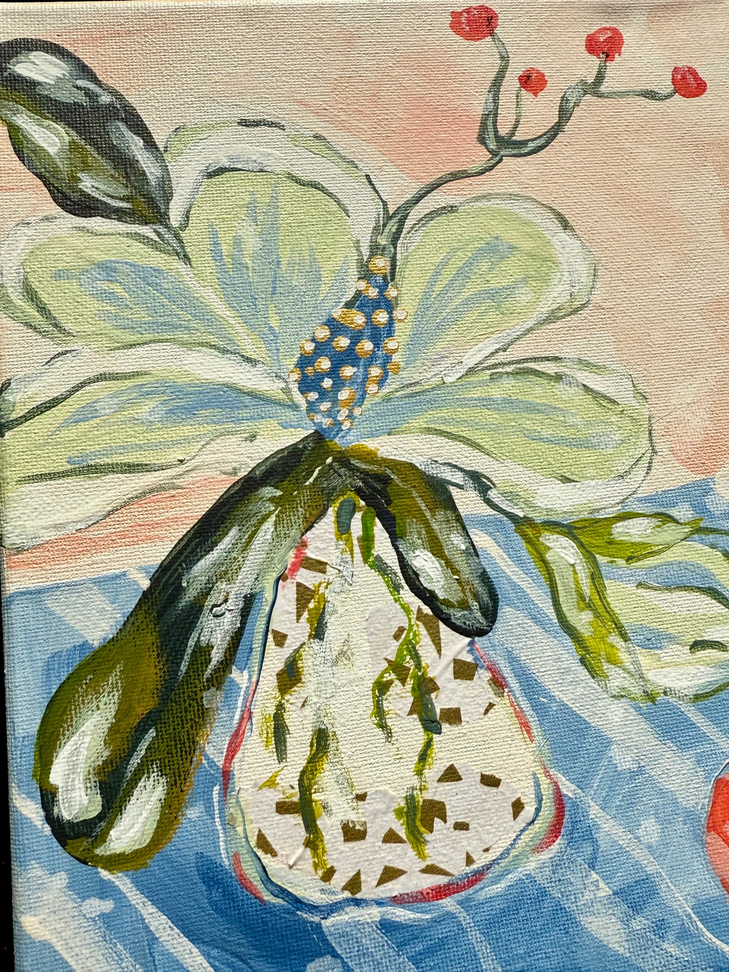 Magnolia Whispers No. 1 - 8"x10" Framed Original Acrylic Artwork on Canvas | Free Shipping