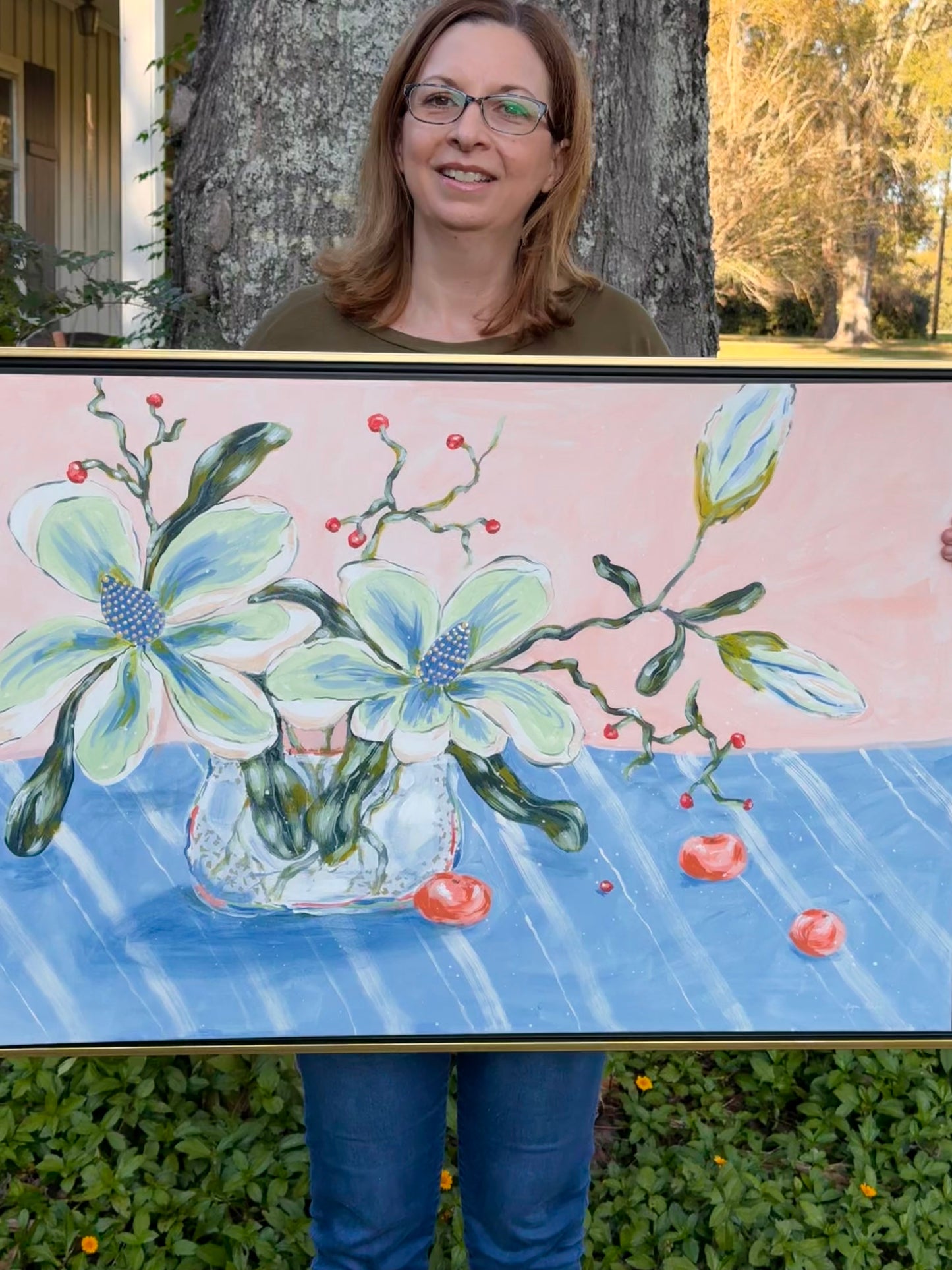 Branching Harmony- 36"x24" Framed Original Acrylic Artwork on Canvas | Free Shipping