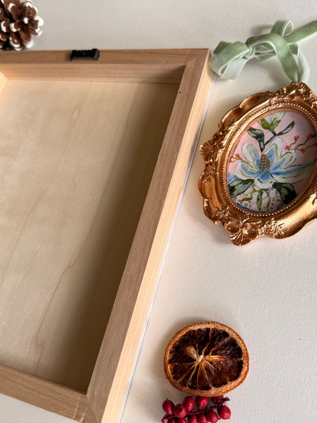 Magnolia Art Print + Handcrafted Magnolia Ornament Gift Bundle