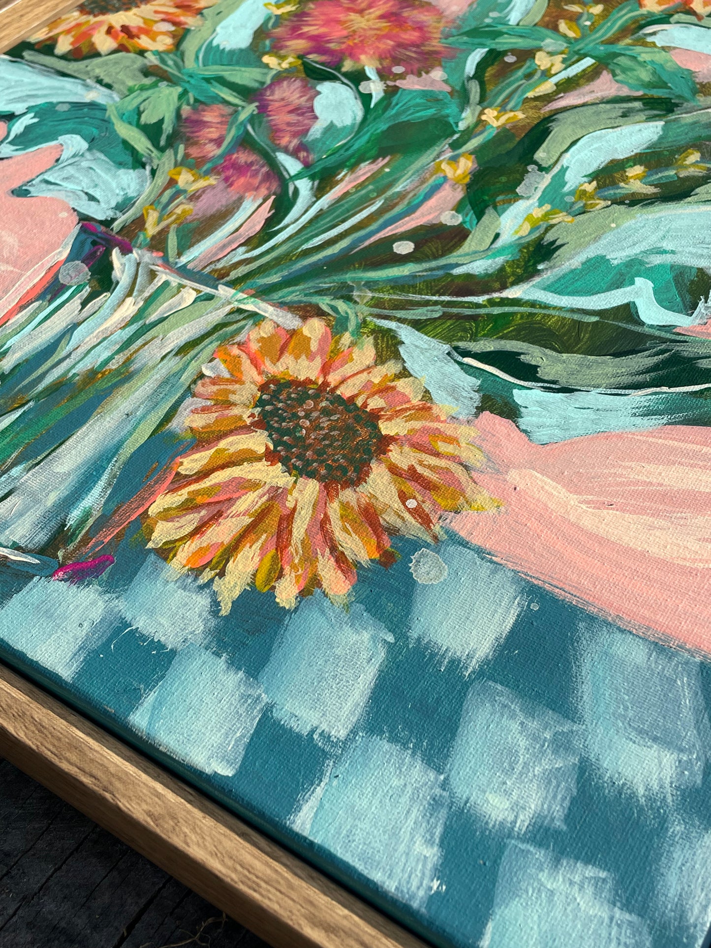 SOLD | Amber Sunflower Fields Acrylic Original Painting