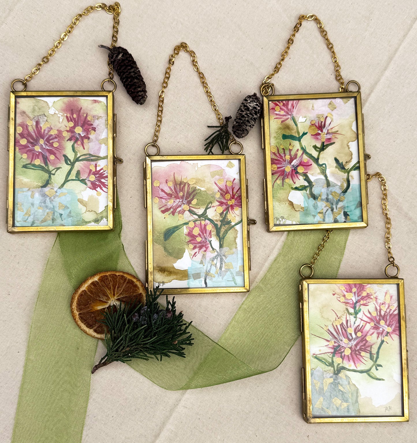 SOLD - Petite Poinsettias Holiday Ornament Collection