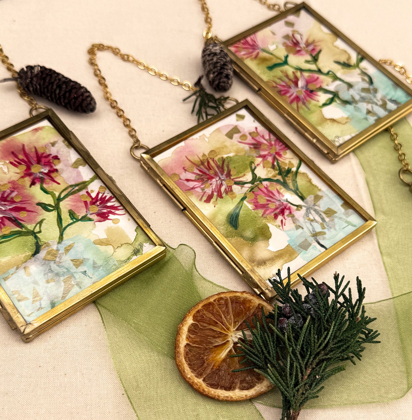 SOLD - Petite Poinsettias Holiday Ornament Collection