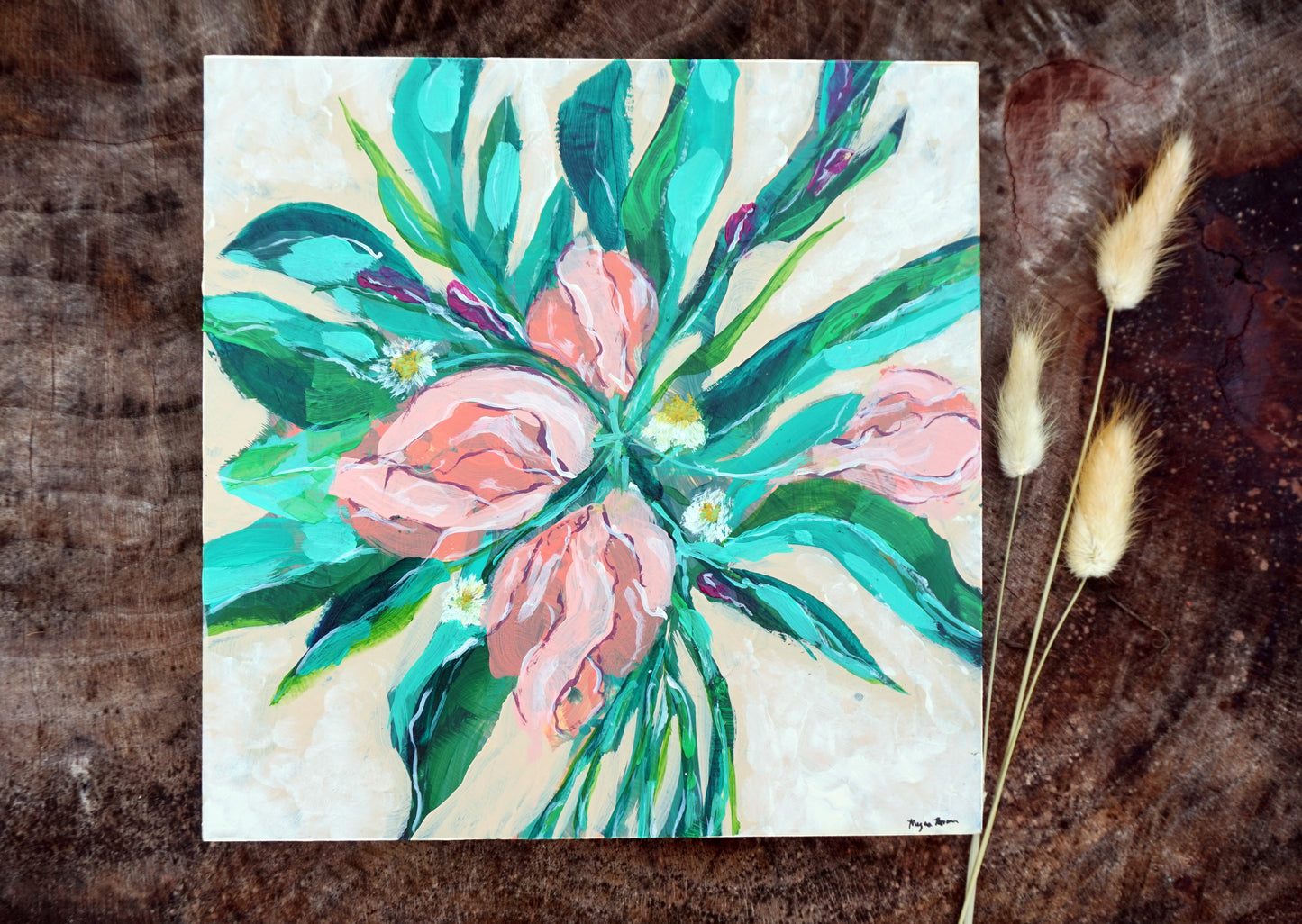 SOLD | Peach Irises No. 3 Acrylic Original Painting