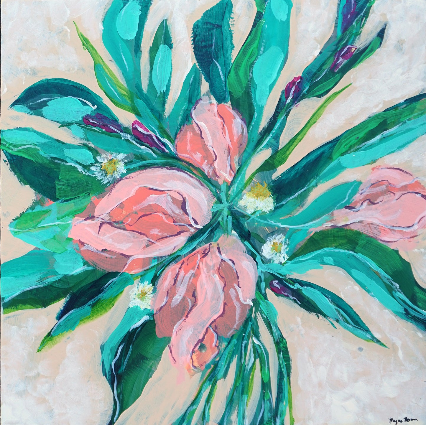 SOLD | Peach Irises No. 3 Acrylic Original Painting