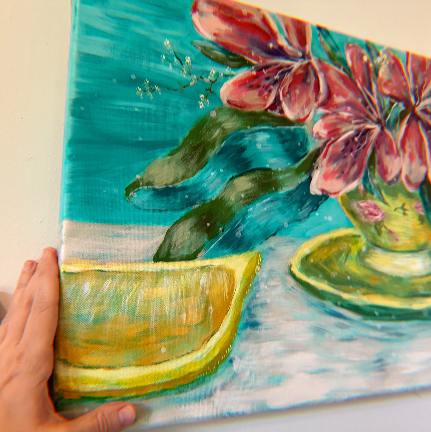 Secret Garden Teatime - 20"x16" Original Acrylic Artwork on Canvas | Free Shipping