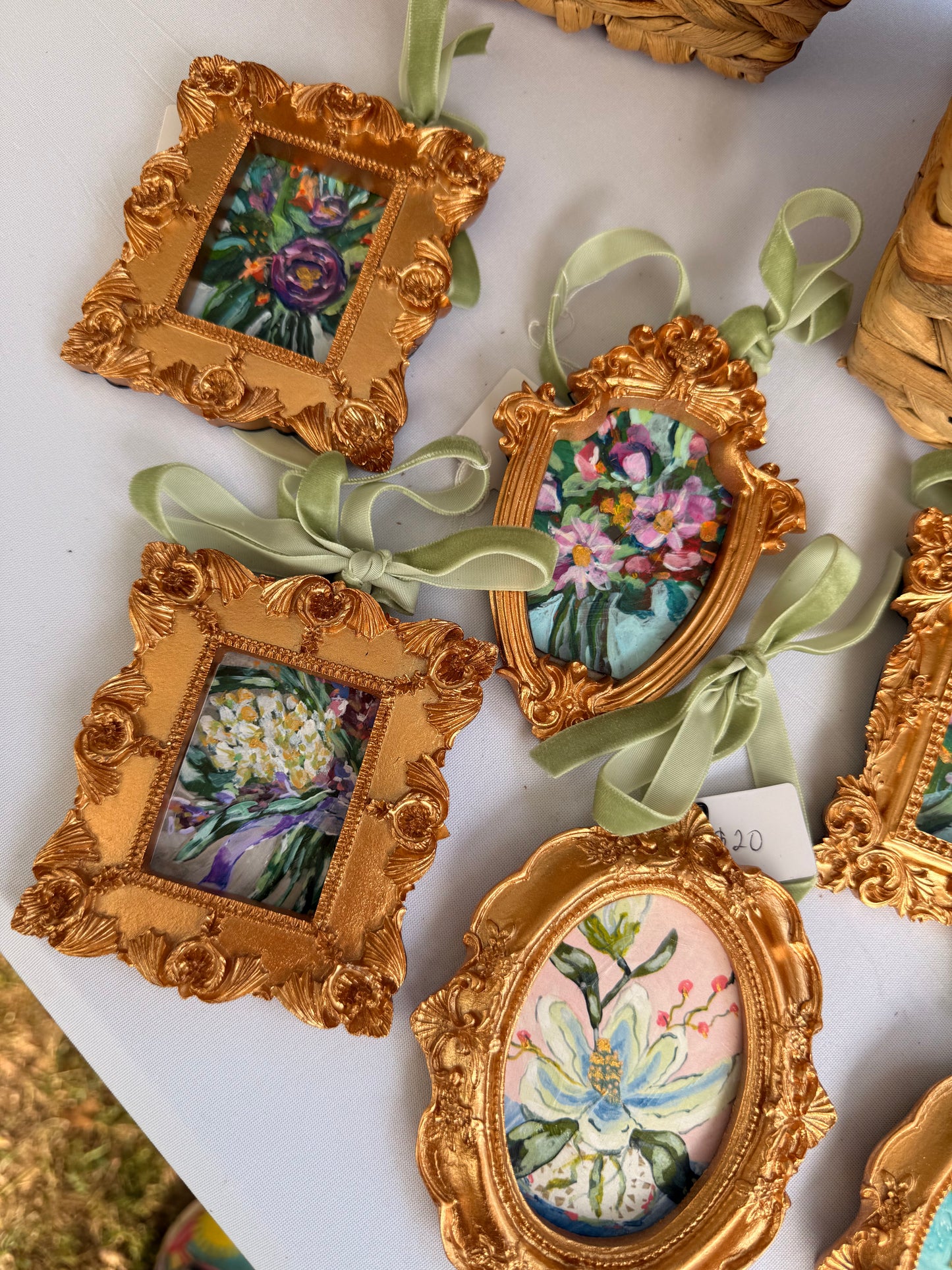 SOLD OUT - Custom Commission: 40 Handmade Ornaments + Framed 8×10 Virgin Mary Painting