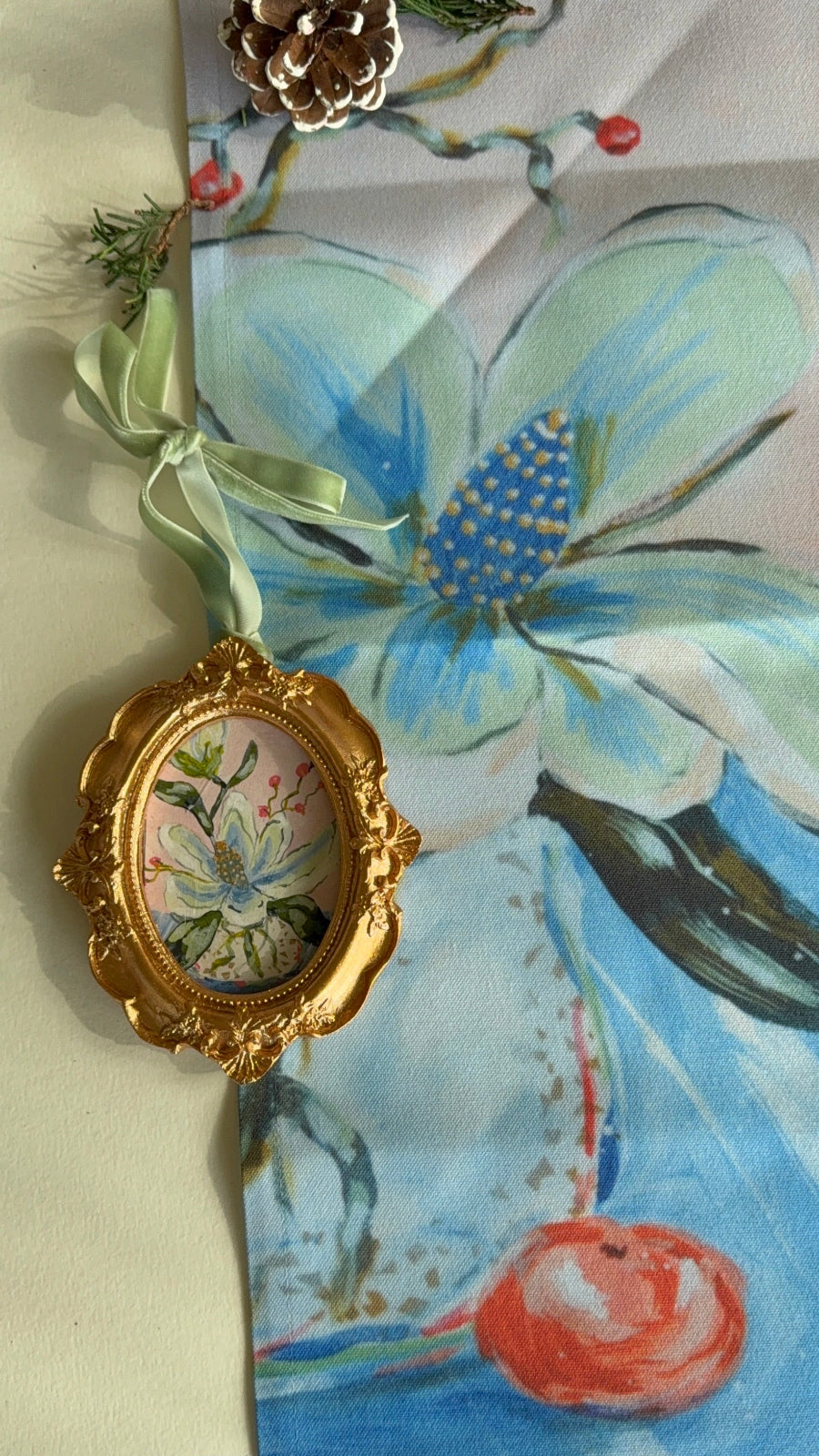 2026 Magnolia Whispers Tea Towel Calendar + Handmade Magnolia Ornament