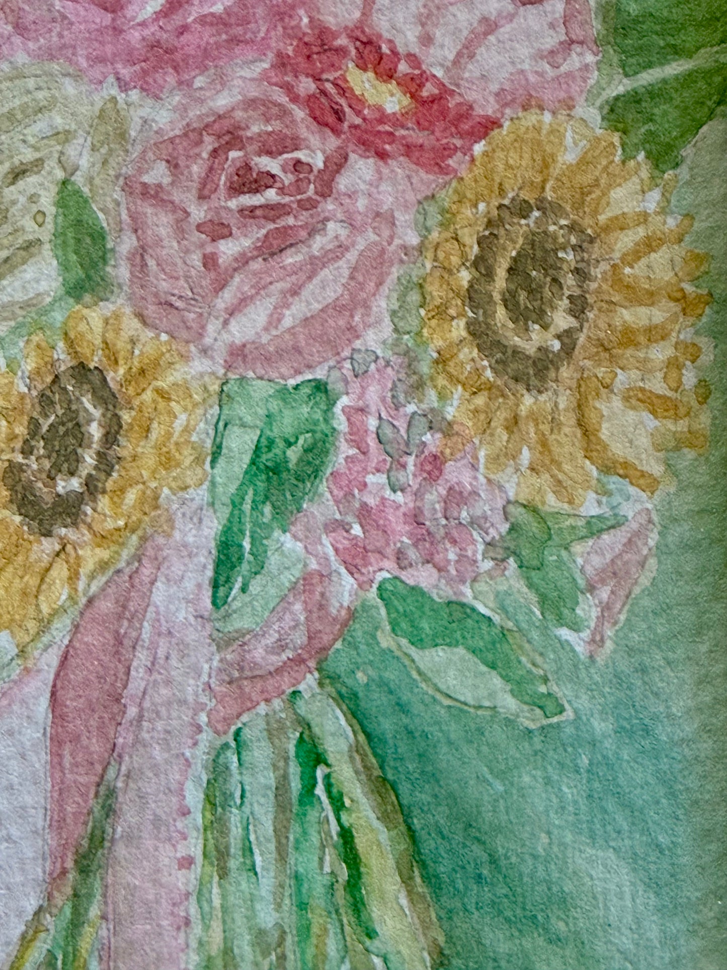 Wild Garden Notes, 4"X6" Watercolor, Glass Gold Floating Frame