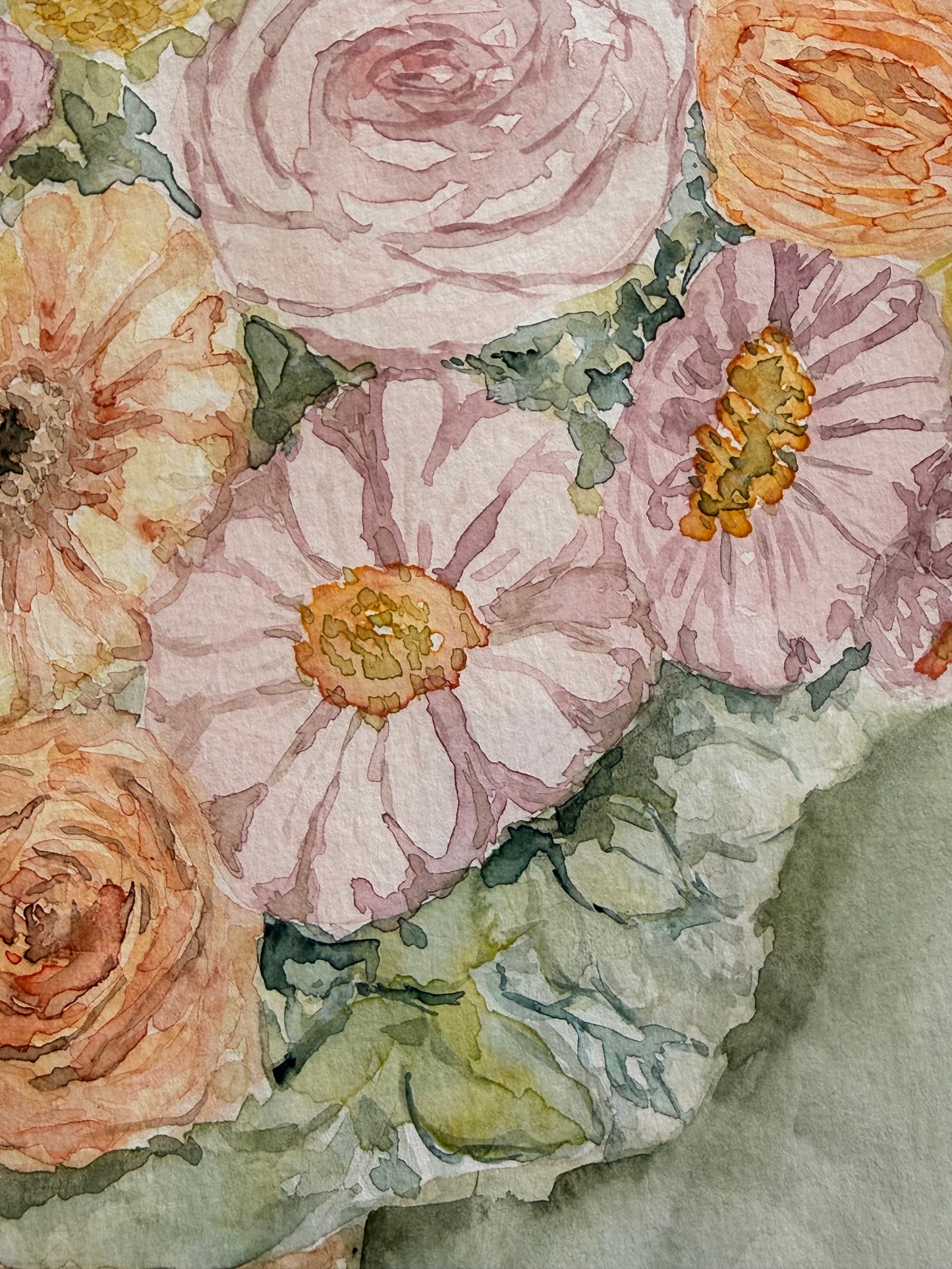 Secret Garden, 12"X18" Watercolor, Glass Gold Floating Frame